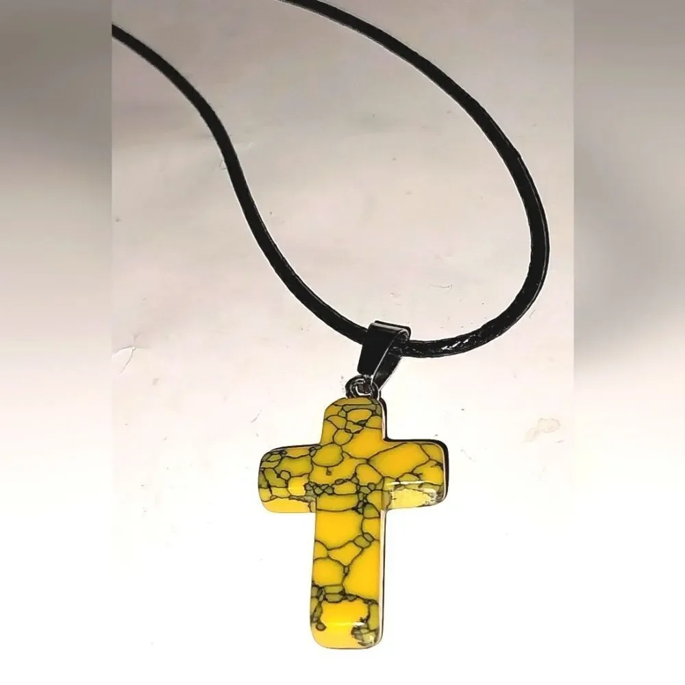 Yellow Cross Pendant Necklace